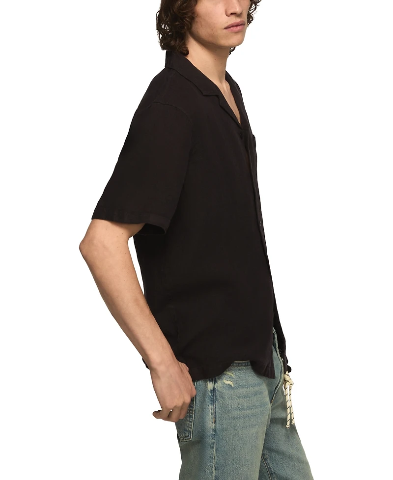 Lucky Brand Men's Short-Sleeve Linen Camp-Collar Shirt