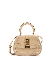 Pre-Owned Versace Mini Greca Goddess Top Handle Bag Embossed Leather