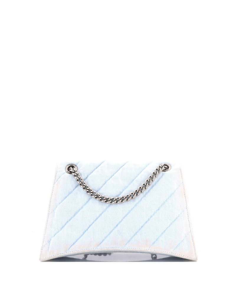 Pre-Owned Balenciaga Medium Crush Chain Flap Bag Quilted Denim