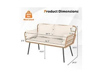 Slickblue Patio Rattan 2-Seater Chair with Back Cushions & Metal Frame