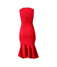 Ivonne Women's Solid Mermaid Midi Dress