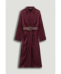 Nocturne Women's Belted Draped Shirt-Collar Maxi Dress