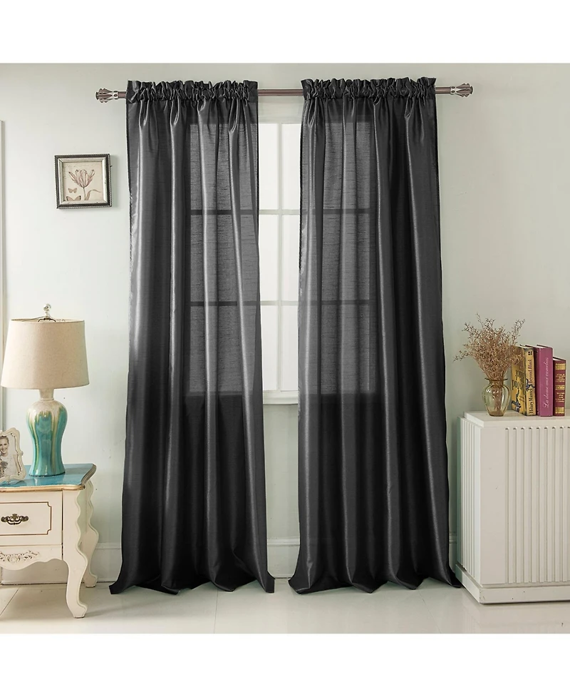 Rt Designers Collection 100% Polyester 82 Gsm Faux Silk Nikki Rod Pocket Curtain Panel 54" x 90"