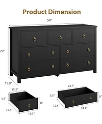 gaomon 7 Drawer Dresser for Bedroom, 54 Inch Wide Wood Chest of Drawers, Large Clothes Storage Cabinet