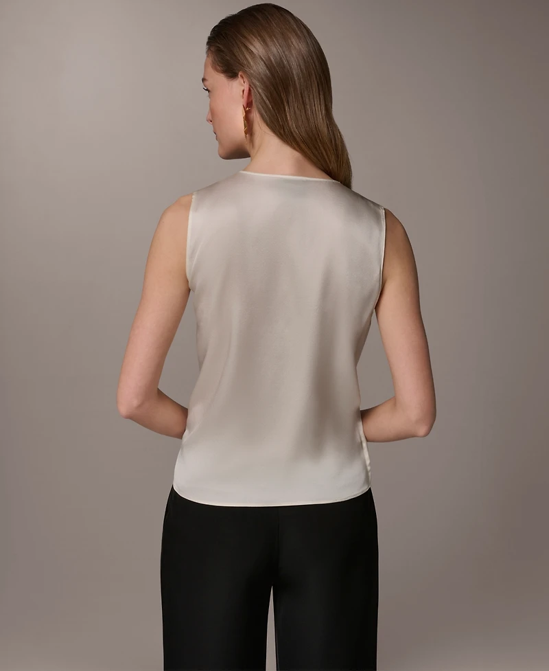 Donna Karan New York Women's Short-Sleeve Draped Neck Blouse