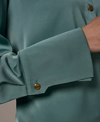 Donna Karan New York Women's Exposed Buttons Collared Blouse