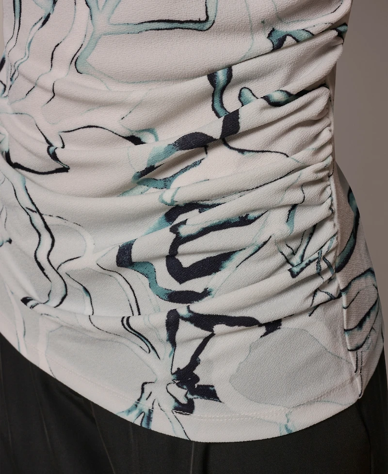 Donna Karan New York Women's Mock Neck Button Shoulder Top