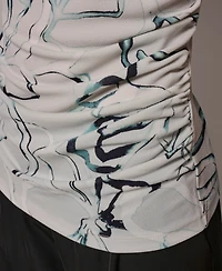 Donna Karan New York Women's Mock Neck Button Shoulder Top