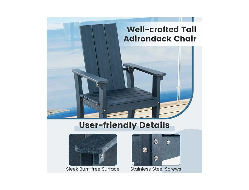 Slickblue Outdoor Adirondack Bar Height Chair with Ergonomic Back