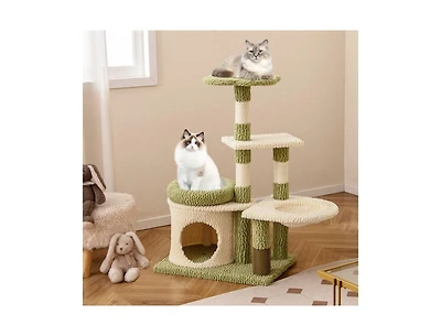 Aostirmotor 38" Multi-Level Kitten Tower with Cozy Condo & Bed, Aesthetic Indoor Cat Furniture