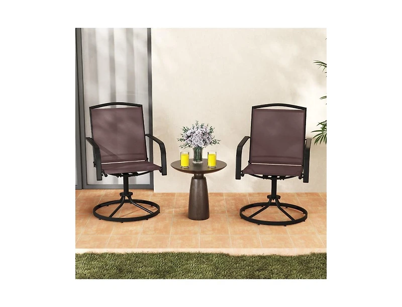 Slickblue Patio Swivel Chair Set of 2 with High Back and Ventilated Seat