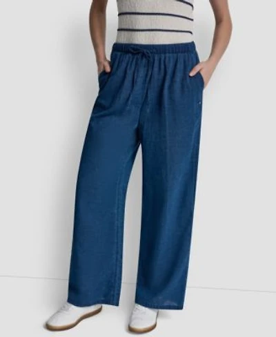 Dkny Jeans Womens Relaxed Encased Elastic Waistband Pants