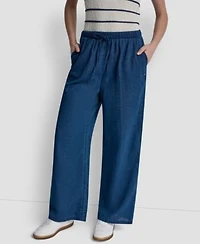 Dkny Jeans Womens Relaxed Encased Elastic Waistband Pants