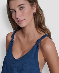 Dkny Jeans Women's Knotted Strap V-Neck A-Line Dress