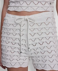 Dkny Jeans Women's Pointelle Stitch Tie-Front Shorts