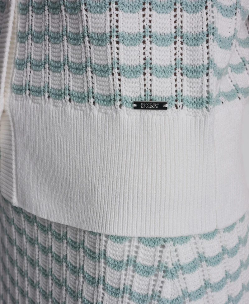 Dkny Jeans Women's Sleeveless Button-Front Crewneck Sweater