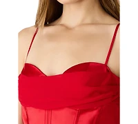 Steve Madden Juniors' Sleeveless Sweetheart Neck Bustier Gown