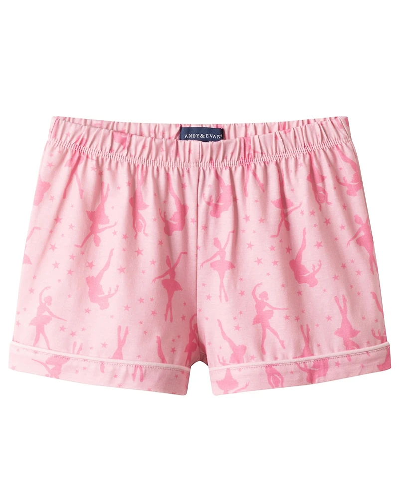 Andy & Evan Girls' Toddler 2T-4T Short-Sleeve T-Shirt and Shorts, 2-Piece Pajama Set