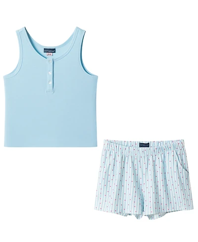Andy & Evan Girls' 6-16 Henley Tank Short, 2-Piece Pajama Set