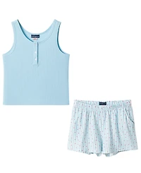 Andy & Evan Girls' 6-16 Henley Tank Short, 2-Piece Pajama Set