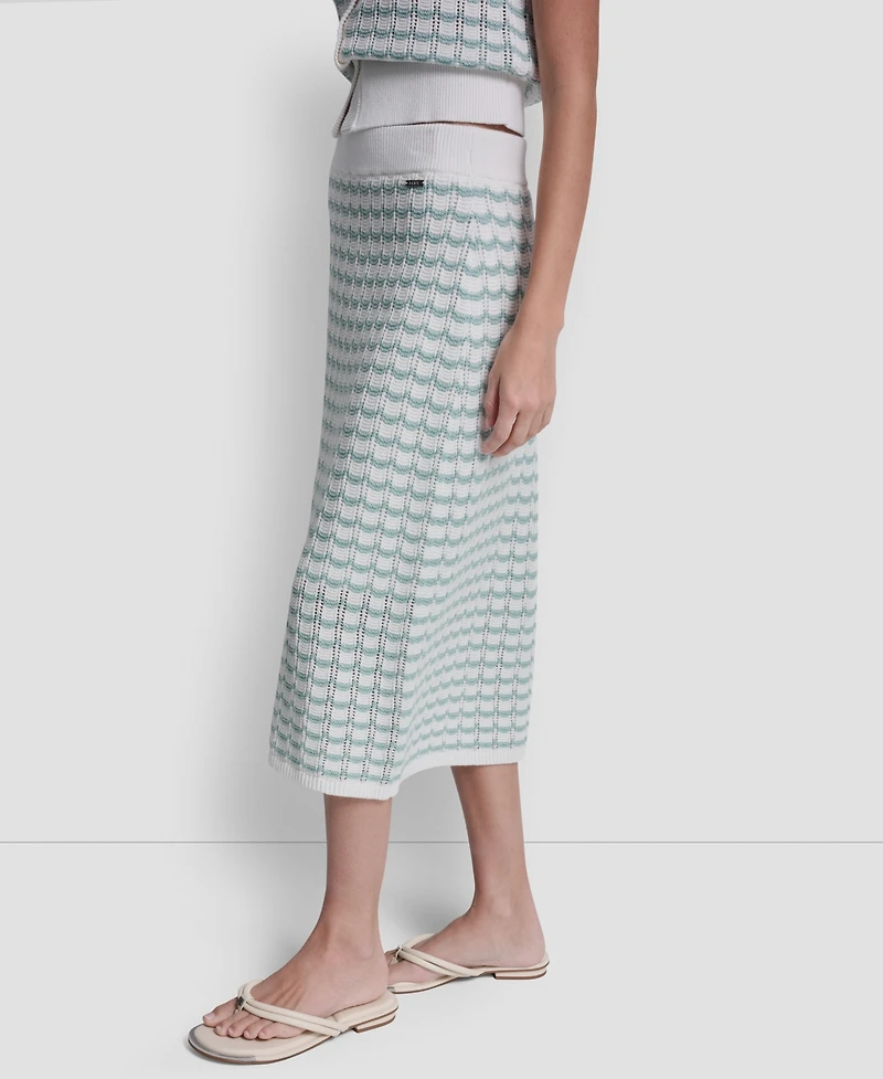 Dkny Jeans Women's Striped Pointelle Midi Skirt