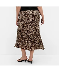 City Chic Women's Kyra Leopard Print Midi Skirt