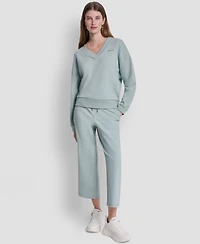 Dkny Sport Women's Metallic Bubble Logo V-Neck Sweatshirt