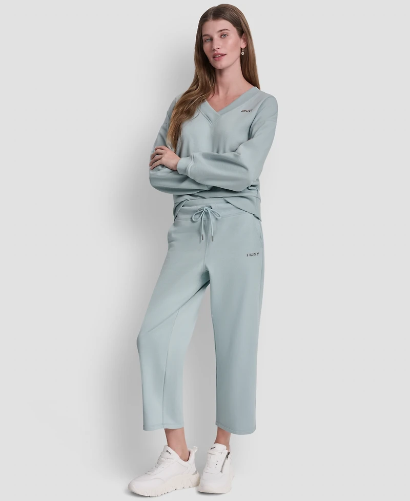 Dkny Sport Women's Metallic Bubble Logo Crop Pants