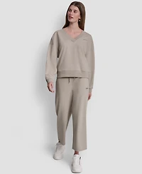 Dkny Sport Women's Metallic Bubble Logo V-Neck Sweatshirt