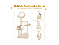 Aostirmotor 4-in-1 Wooden Cat Tower with Space Capsule Nest, Indoor Cat Furniture for Climbing & Play