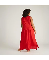Universal Standard Plus Islet Button-Down Linen Maxi Dress