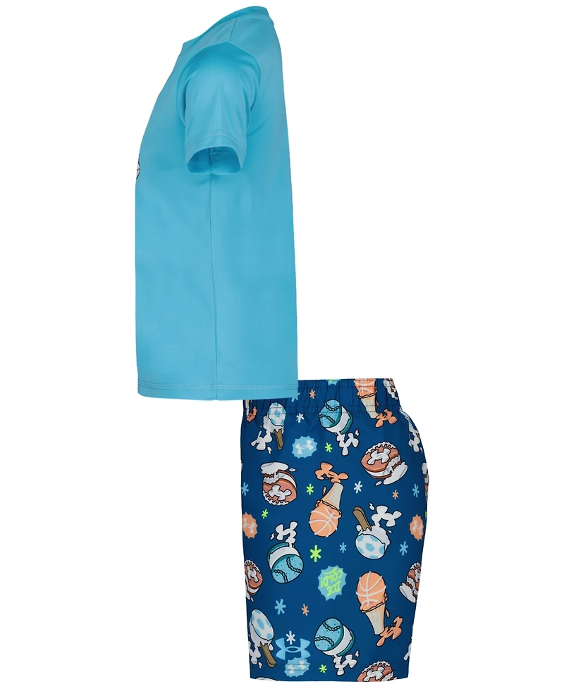 Under Armour Boys' 4-7 Ice-Cream Printed Swim T-Shirt and Shorts, 2-Piece Set