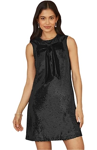 Yumi Women's Sequin Bow Tunic Shift Dress
