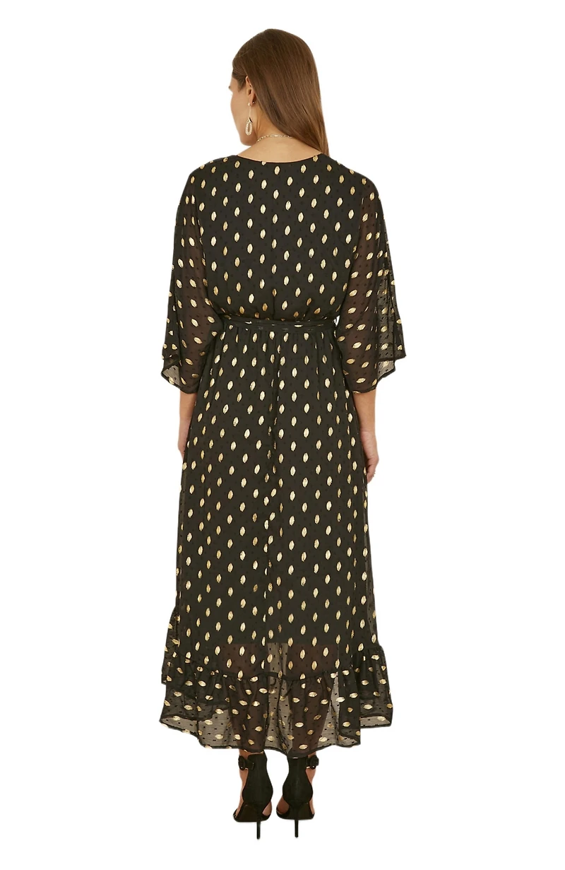 Yumi Women's Foil Print Wrap Over Dress