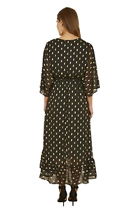 Yumi Women's Foil Print Wrap Over Dress