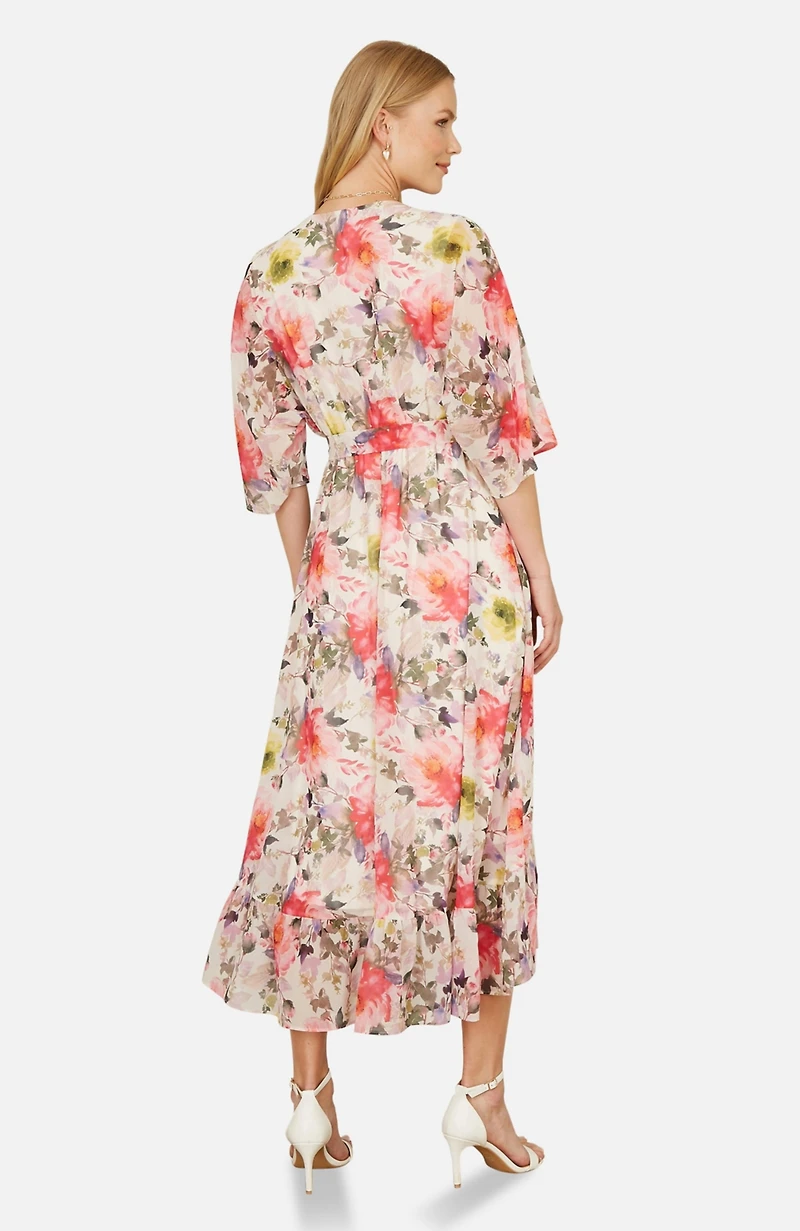 Yumi Women's Ruffle-Hem Wrap Midi Dress