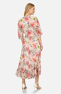 Yumi Women's Ruffle-Hem Wrap Midi Dress