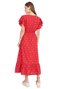 Yumi Women's Broderie Anglaise Wrap Midi Dress