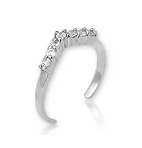 Curata Jewelry Solid 10K Gold Cubic Zirconia Adjustable V Chevron Toe Ring