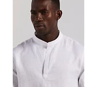 Perry Ellis Men's Solid Linen Popover Shirt
