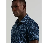 Perry Ellis Men's Floral Print Short Sleeve Linen Blend Shirt