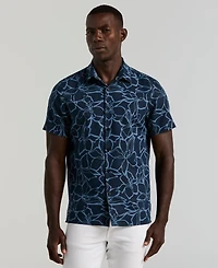 Perry Ellis Men's Floral Print Short Sleeve Linen Blend Shirt