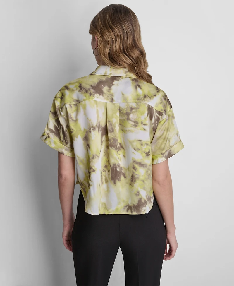 Dkny Petite Printed Button-Front Camp Shirt