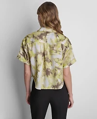 Dkny Petite Printed Button-Front Camp Shirt