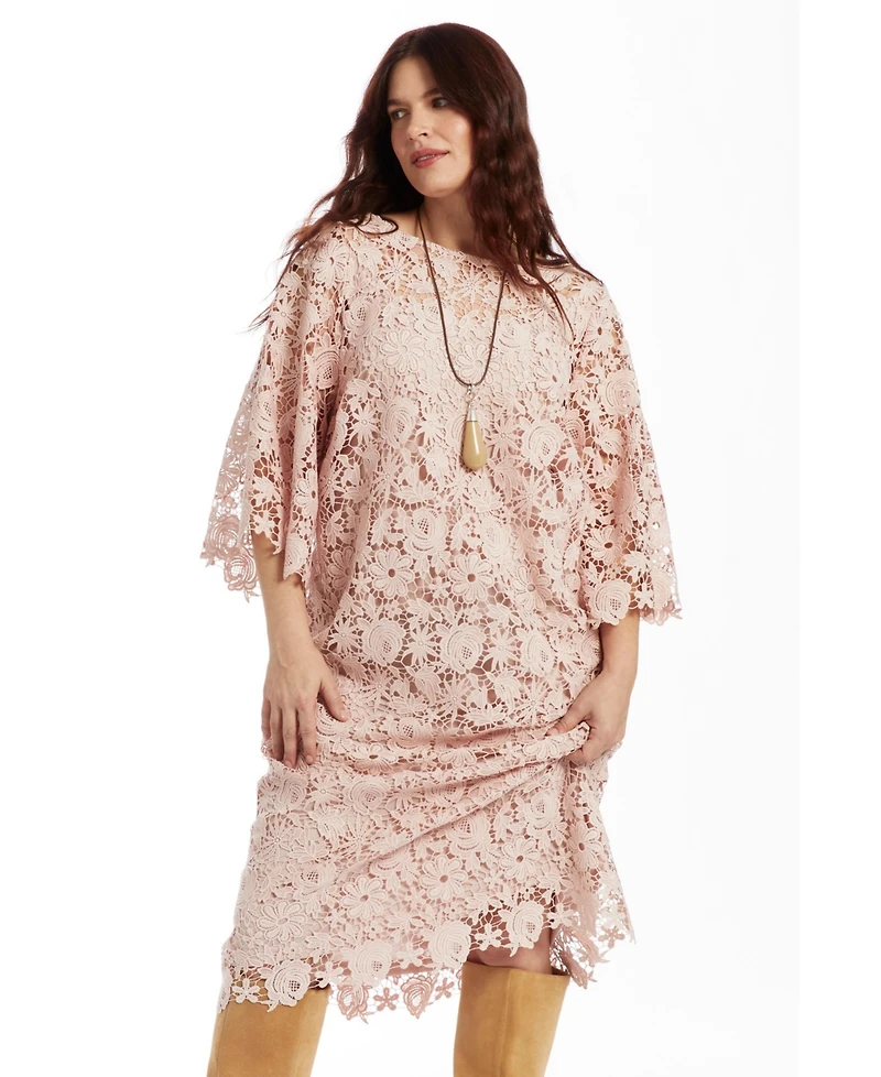 June + Vie Women's Bell-Sleeve Lace Midi Dress