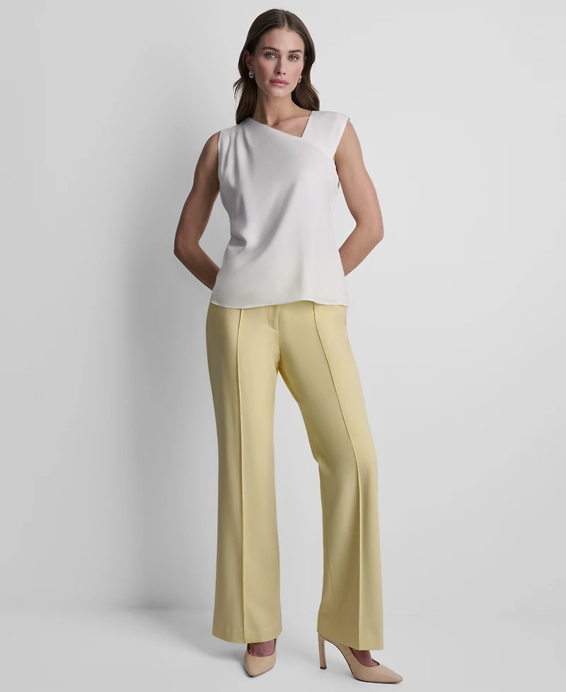 Dkny Women's Satin Asymmetric Neck Sleeveless Top