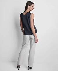 Dkny Women's Satin Asymmetric Neck Sleeveless Top
