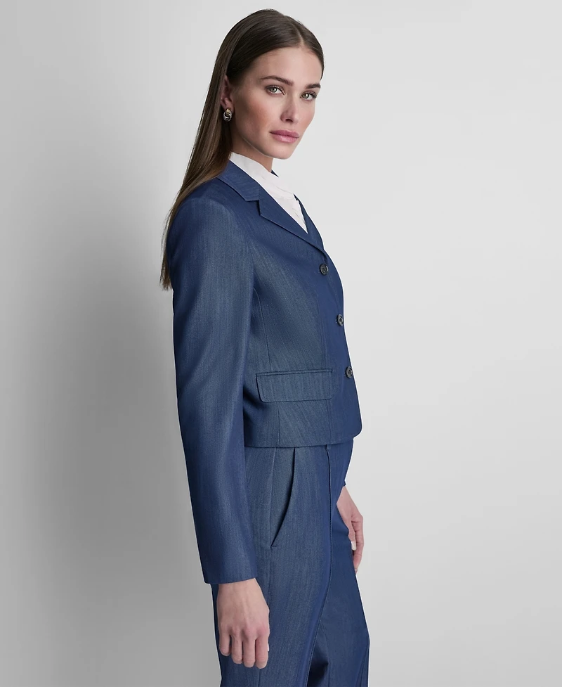 Dkny Women's Denim Cropped Button-Front Jacket