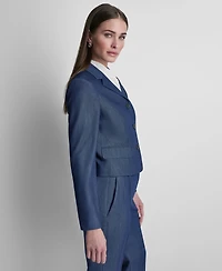 Dkny Women's Denim Cropped Button-Front Jacket