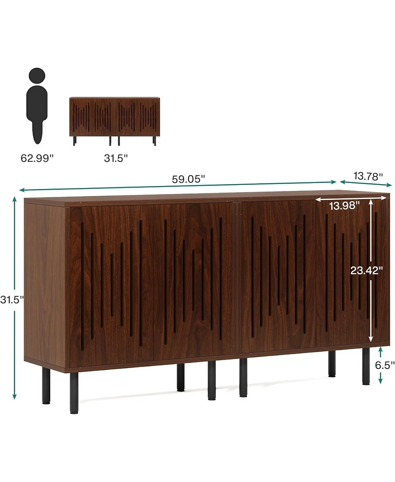 Tribesigns Sideboard Buffet Cabinet, Buffet Cabinet Sideboard Cabinet with Doors & Adjustable Shelves, Freestanding Accent Storage Cabinet
